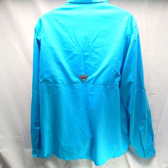 Columbia PFG Performance Button Down Long Sleeve Omni Shade Men's XLT. Blue. - Picture 2 of 12